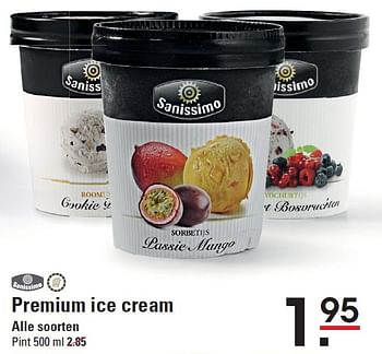 Aanbiedingen Premium ice alle soorten - sanissimo - Geldig van 10/03/2016 tot 28/03/2016 bij Sligro