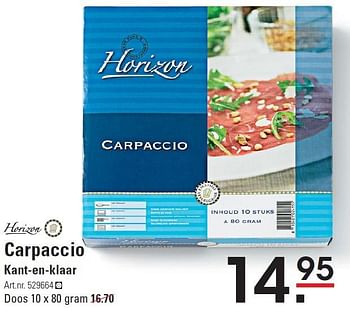 Aanbiedingen Carpaccio - Horizon - Geldig van 10/03/2016 tot 28/03/2016 bij Sligro