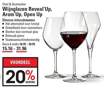Aanbiedingen Wijnglazen reveal`up, arom`up, open up - Chef&amp;Sommelier - Geldig van 10/03/2016 tot 28/03/2016 bij Sligro
