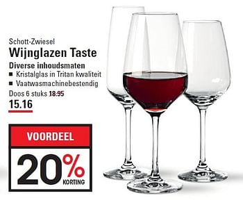 Aanbiedingen Wijnglazen taste - Schott Zwiesel - Geldig van 10/03/2016 tot 28/03/2016 bij Sligro