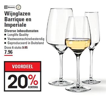 Aanbiedingen Wijnglazen barrique en imperiale - SlimResto - Geldig van 10/03/2016 tot 28/03/2016 bij Sligro