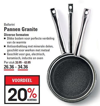 Aanbiedingen Pannen granite diverse formaten - Ballarini - Geldig van 10/03/2016 tot 28/03/2016 bij Sligro