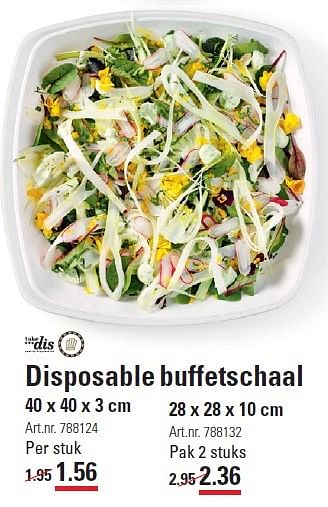 Aanbiedingen Disposable buffetschaal - Takedis - Geldig van 10/03/2016 tot 28/03/2016 bij Sligro