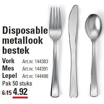 Aanbiedingen Disposable metallook bestek - Huismerk - Sligro - Geldig van 10/03/2016 tot 28/03/2016 bij Sligro