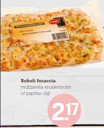 Aanbiedingen Boboli focaccia mozzarella-kruidenboter of paprika-olijf - Boboli - Geldig van 21/03/2016 tot 28/03/2016 bij Coop