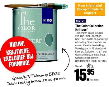 Aanbiedingen The color collection krijtverf - Histor - Geldig van 21/03/2016 tot 28/03/2016 bij Formido