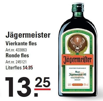 Aanbiedingen Jägermeister vierkante fles - Jagermeister - Geldig van 10/03/2016 tot 28/03/2016 bij Sligro