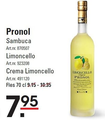 Aanbiedingen Pronol sambuca - Pronol - Geldig van 10/03/2016 tot 28/03/2016 bij Sligro