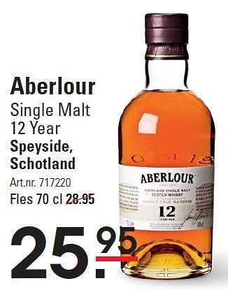 Aanbiedingen Aberlour single malt 12 year speyside, schotland - Aberlour - Geldig van 10/03/2016 tot 28/03/2016 bij Sligro