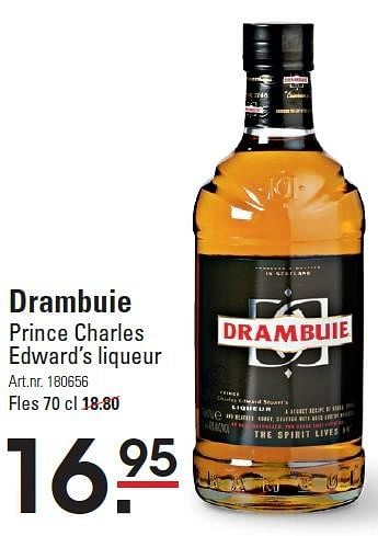 Aanbiedingen Drambuie prince charles edward`s liqueur - Drambuie - Geldig van 10/03/2016 tot 28/03/2016 bij Sligro