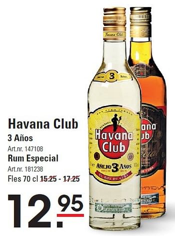 Aanbiedingen Havana club 3 años - Havana club - Geldig van 10/03/2016 tot 28/03/2016 bij Sligro