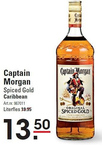 Aanbiedingen Captain morgan spiced gold caribbean - Captain Morgan - Geldig van 10/03/2016 tot 28/03/2016 bij Sligro