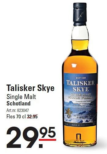 Aanbiedingen Talisker skye single malt schotland - Talisker - Geldig van 10/03/2016 tot 28/03/2016 bij Sligro