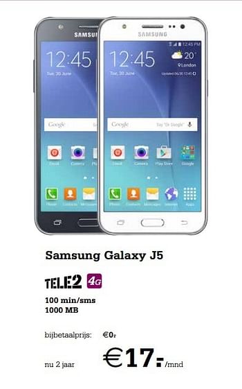 Aanbiedingen Samsung galaxy j5 - Samsung - Geldig van 16/03/2016 tot 31/03/2016 bij Telecombinatie