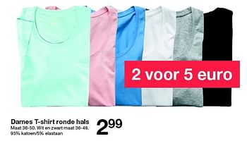 Aanbiedingen Dames t-shirt ronde hals - Huismerk - Zeeman  - Geldig van 26/03/2016 tot 09/04/2016 bij Zeeman