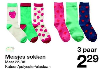 Aanbiedingen Meisjes sokken - Huismerk - Zeeman  - Geldig van 26/03/2016 tot 09/04/2016 bij Zeeman