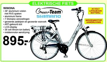 Aanbiedingen Elektrische fiets winona - Green-Team - Geldig van 28/03/2016 tot 17/04/2016 bij Van Cranenbroek