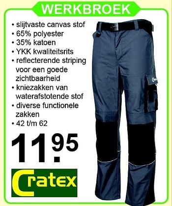Aanbiedingen Werkbroek - Cratex - Geldig van 28/03/2016 tot 17/04/2016 bij Van Cranenbroek