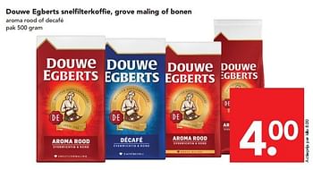 Aanbiedingen Douwe egberts snelfilterkoffie, grove maling of bonen - Douwe Egberts - Geldig van 27/03/2016 tot 02/04/2016 bij Deen Supermarkten