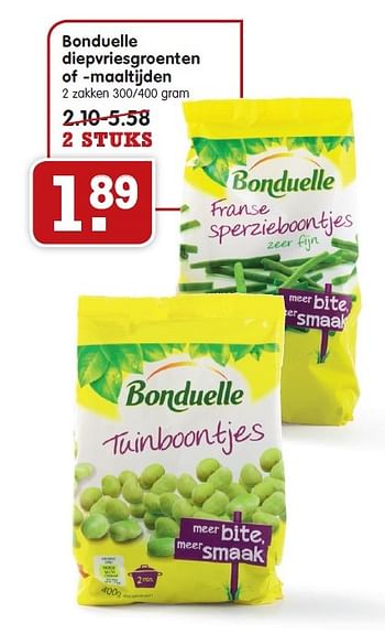 Aanbiedingen Bonduelle diepvriesgroenten of maaltijden - Bonduelle - Geldig van 27/03/2016 tot 02/04/2016 bij Em-té