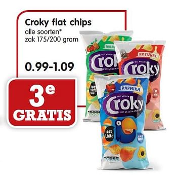 Aanbiedingen Croky flat chips - Croky - Geldig van 27/03/2016 tot 02/04/2016 bij Em-té