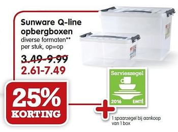 Aanbiedingen Sunware q-line opbergboxen - Sunware - Geldig van 27/03/2016 tot 02/04/2016 bij Em-té