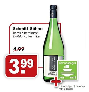 Aanbiedingen Schmitt söhne - Witte wijnen - Geldig van 27/03/2016 tot 02/04/2016 bij Em-té