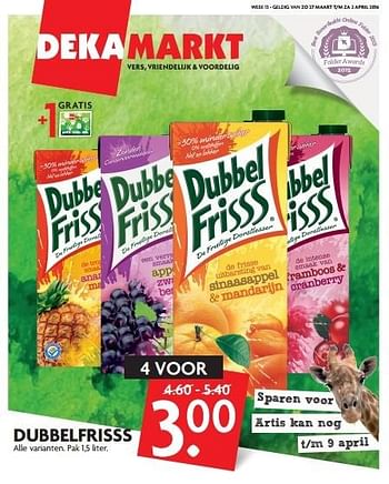 Aanbiedingen Dubbelfrisss - Dubbelfrisss - Geldig van 27/03/2016 tot 02/04/2016 bij Deka Markt