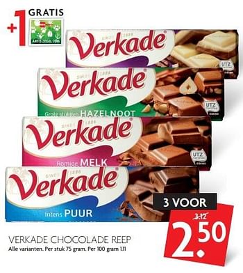 Aanbiedingen Verkade chocolade reep - Verkade - Geldig van 27/03/2016 tot 02/04/2016 bij Deka Markt