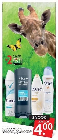 Aanbiedingen Dove of rexona deodorant of douchegel - Dove - Geldig van 27/03/2016 tot 02/04/2016 bij Deka Markt