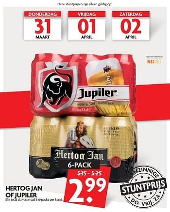 Aanbiedingen Hertog jan of jupiler - Jupiler - Geldig van 27/03/2016 tot 02/04/2016 bij Deka Markt