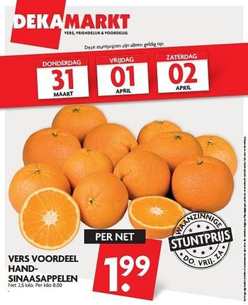 Aanbiedingen Vers voordeel handsinaasappelen - Huismerk - Deka Markt - Geldig van 27/03/2016 tot 02/04/2016 bij Deka Markt