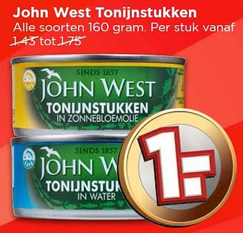 Aanbiedingen John west tonijnstukken - John West - Geldig van 27/03/2016 tot 02/04/2016 bij Vomar