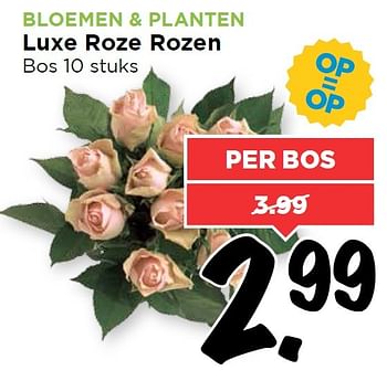 Aanbiedingen Luxe roze rozen - Huismerk Vomar - Geldig van 27/03/2016 tot 02/04/2016 bij Vomar