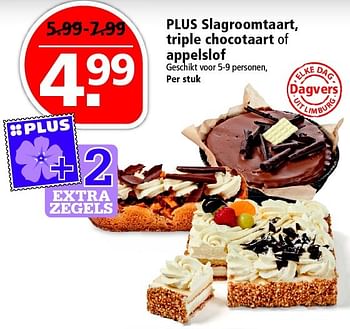 Aanbiedingen Plus slagroomtaart, triple chocotaart of appelslof - Huismerk - Plus - Geldig van 27/03/2016 tot 02/04/2016 bij Plus