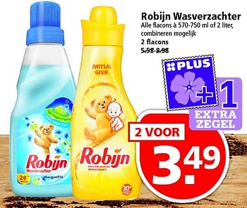 Aanbiedingen Robijn wasverzachter - Robijn - Geldig van 27/03/2016 tot 02/04/2016 bij Plus