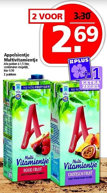 Aanbiedingen Appelsientje multivitamientje - Appelsientje - Geldig van 27/03/2016 tot 02/04/2016 bij Plus