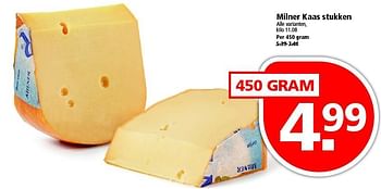 Aanbiedingen Milner kaas stukken - Milner - Geldig van 27/03/2016 tot 02/04/2016 bij Plus