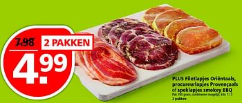 Aanbiedingen Plus filetlapjes oriëntaals, procureurlapjes provençaals of speklapjes smokey bbq - Huismerk - Plus - Geldig van 27/03/2016 tot 02/04/2016 bij Plus