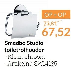 Aanbiedingen Smedbo studio toiletrolhouder - Smedbo - Geldig van 01/04/2016 tot 30/04/2016 bij Sanitairwinkel