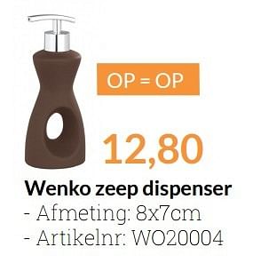 Aanbiedingen Wenko zeep dispenser - Wenko - Geldig van 01/04/2016 tot 30/04/2016 bij Sanitairwinkel