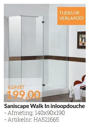 Aanbiedingen Saniscape walk in inloopdouche - Saniscape - Geldig van 01/04/2016 tot 30/04/2016 bij Sanitairwinkel