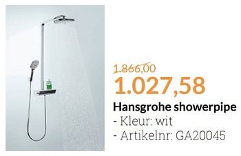 Aanbiedingen Hansgrohe showerpipe - Hansgrohe - Geldig van 01/04/2016 tot 30/04/2016 bij Sanitairwinkel