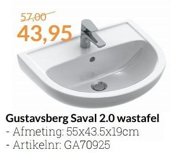 Aanbiedingen Gustavsberg saval 2.0 wastafel - Gustavsberg - Geldig van 01/04/2016 tot 30/04/2016 bij Sanitairwinkel