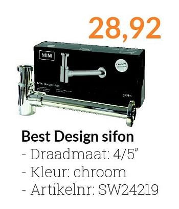 Aanbiedingen Best design sifon - Best Design - Geldig van 01/04/2016 tot 30/04/2016 bij Sanitairwinkel