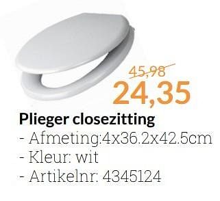 Aanbiedingen Plieger closezitting - Plieger - Geldig van 01/04/2016 tot 30/04/2016 bij Sanitairwinkel