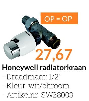 Aanbiedingen Honeywell radiatorkraan - Honeywell - Geldig van 01/04/2016 tot 30/04/2016 bij Sanitairwinkel
