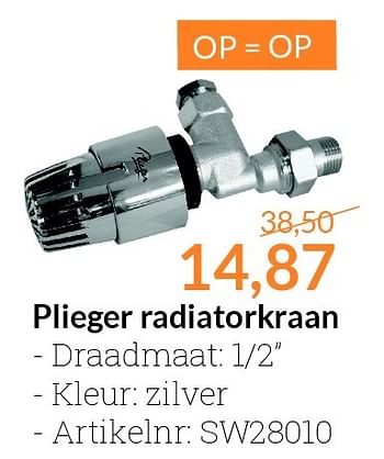 Aanbiedingen Plieger radiatorkraan - Plieger - Geldig van 01/04/2016 tot 30/04/2016 bij Sanitairwinkel