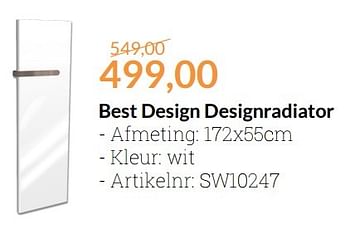 Aanbiedingen Best design designradiator - Best Design - Geldig van 01/04/2016 tot 30/04/2016 bij Sanitairwinkel