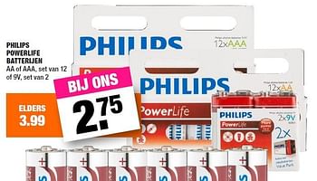 Aanbiedingen Philips powerlife batterijen - Philips - Geldig van 28/03/2016 tot 10/04/2016 bij Big Bazar